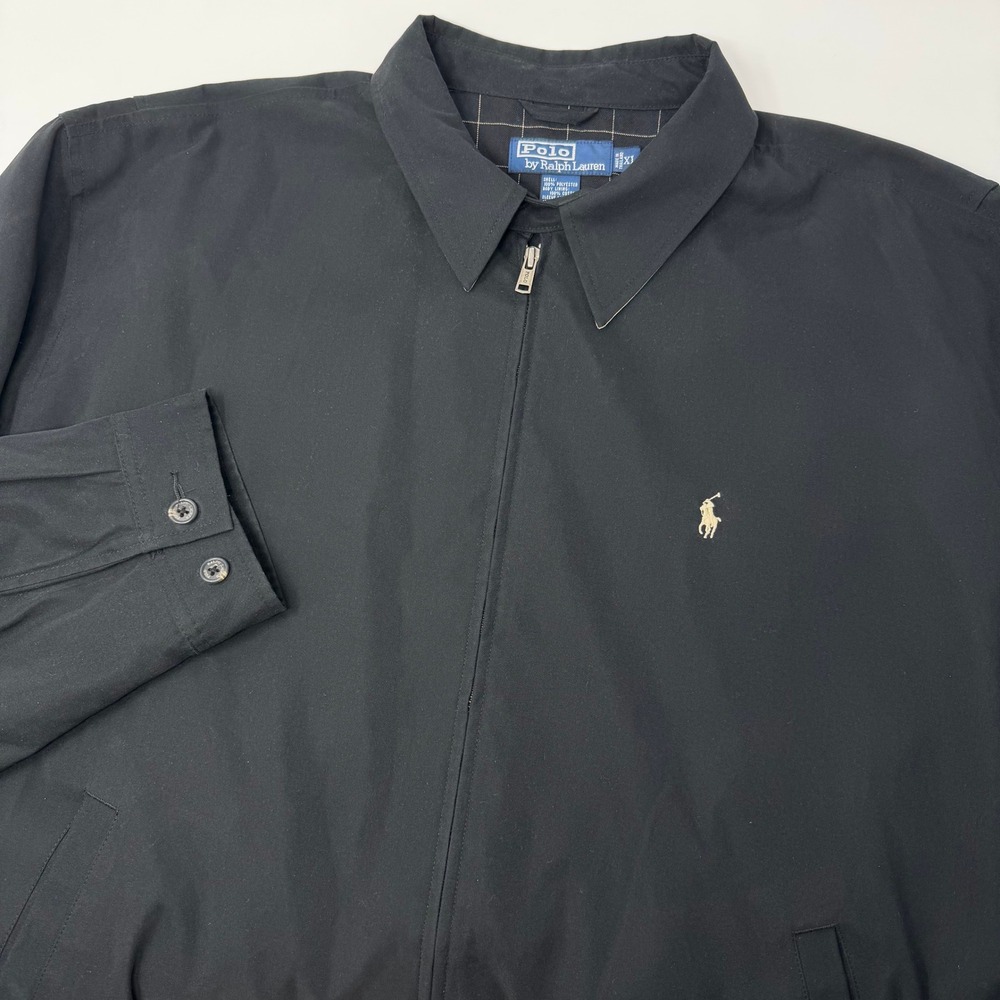 Polo Ralph Lauren Bi-Swing Windbreaker Jacket Black Mens XL Plaid Lined